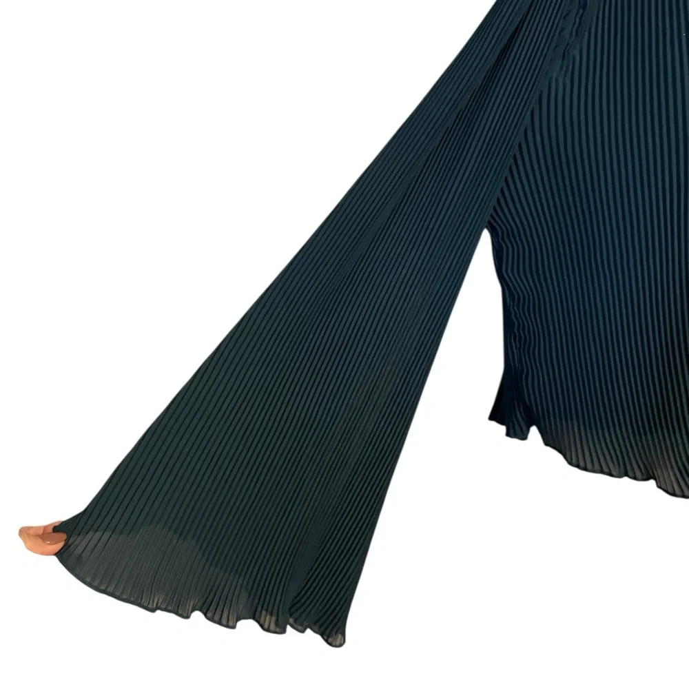 NWT Glam Teal Pleated Blouse LARGE #J